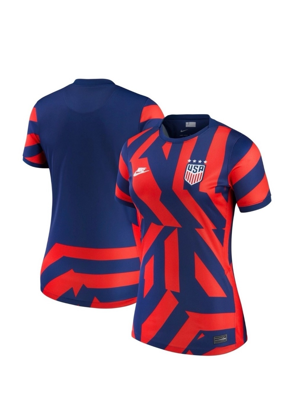 Nike Women USA Red & Navy Geometric Soccer Jersey Size Small NEW